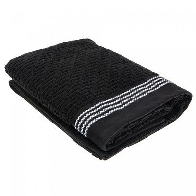 Luxury Stitch Bath Towel 30 x 60 Black - Set of 2 Towels|Serviette de bain brodée luxueuse 30 x 60 noire - ensemble de 2 serviettes