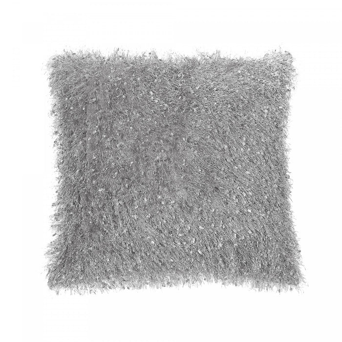 Tousled Cushion with Side Zipper Grey