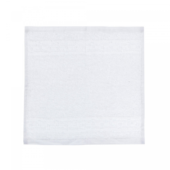 Basketweave Wash Cloth 12 x 12 White - Set of 6 Towels
