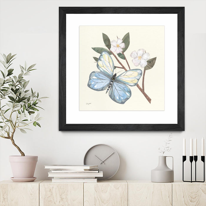 \"In The Garden Butterfly\" Matted and Framed Black 36x36 Wall Art