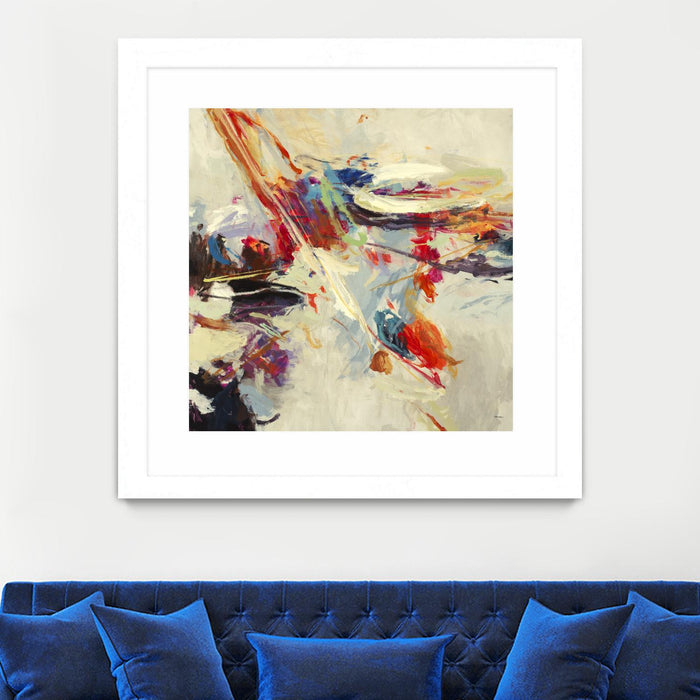 \"Positive Energy I\" Matted and Framed White 36x36 Wall Art