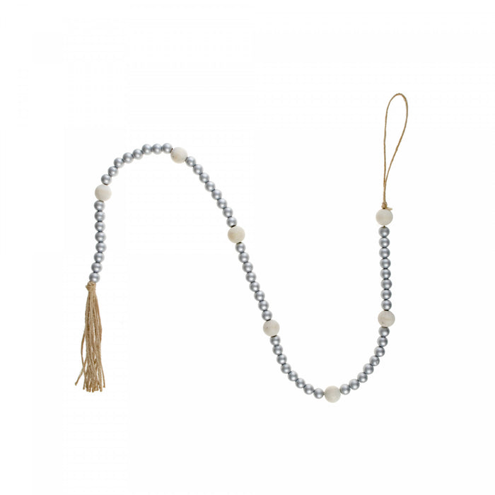 Dual Wood Bead Garland Silver Christmas Ornaments