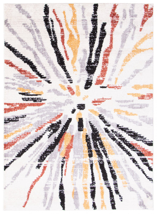 Paloma Sunburst Black, White Area Rug - 6'7\" x 9'6”