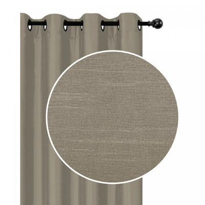 Faux Silk Panel With 8 Grommets Taupe - Set of 2 Drapes and Blinds|Panneau en similisoie taupe avec 8 œillets - ensemble de 2 rideaux et stores