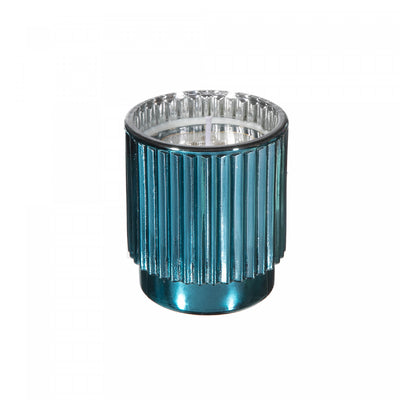 4.6 Oz Ribbed Electroplated Scented Candle Morning Garden - Set of 2|Bougie parfumée côtelée électroplaquée de 4,6 oz à arôme de jardin du matin - ensemble de 2