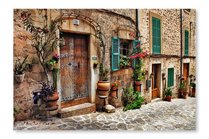 Charming Streets Of Old Mediterranean Towns 16x24 Wall Art Frame And Fabric Panel