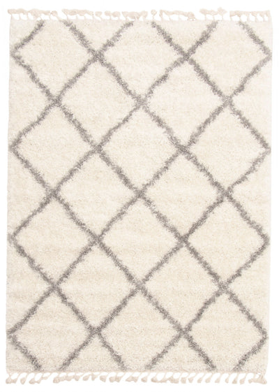 Helma Diamond Cream Shag 3'11" X 5'11" Area Rug