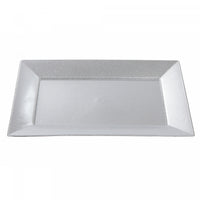 Rect. Serving Tray Smooth Silver 8 x 12 - Set of 2