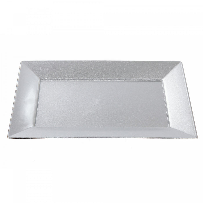 Rect. Serving Tray Smooth Silver 8 x 12 - Set of 2