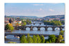 Scenic View Of Bridges On The Vltava River 28x42 Wall Art Frame And Fabric Panel