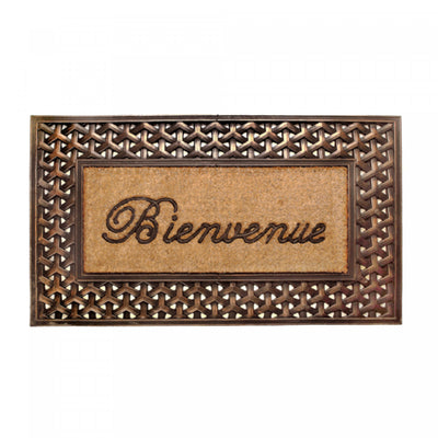 Bienvenue Rubber and Coir Brush Mat Floormat|Tapis de plancher « Bienvenue » en caoutchouc et tapis-brosse en fibre de coco