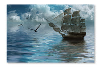 Sailboat on Sea 24x36 Wall Art Fabric Panel Without Frame
