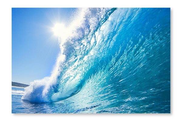Blue Ocean Wave 28x42 Wall Art Frame And Fabric Panel