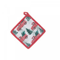 Cotton Potholder Red Truck with Tree - Set of 6 Kitchen Linen