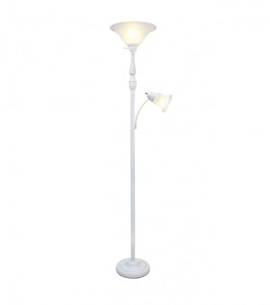 Elegant Designs 2 Light Mother Daughter Floor Lamp with White Marble Glass, White