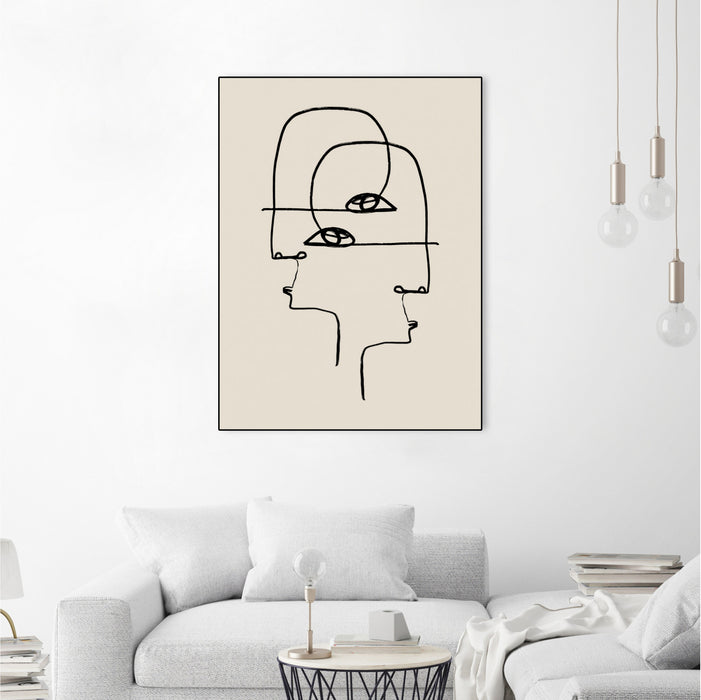 \"Faces\" Canvas Framed Black 18x24 Wall Art