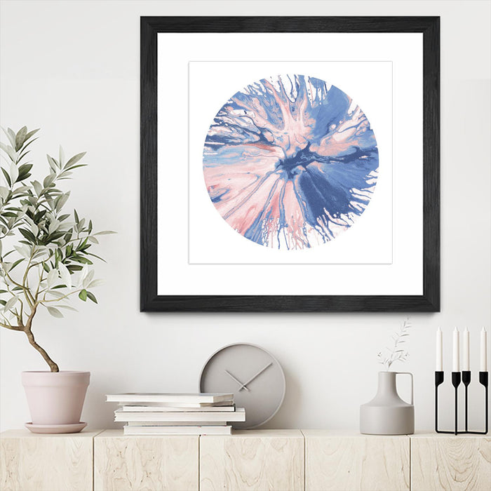 \"Spin Art 21\" Matted and Framed Black 30x30 Wall Art