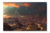 Electric Storm Over Distant Alien City 28x42 Wall Art Fabric Panel Without Frame