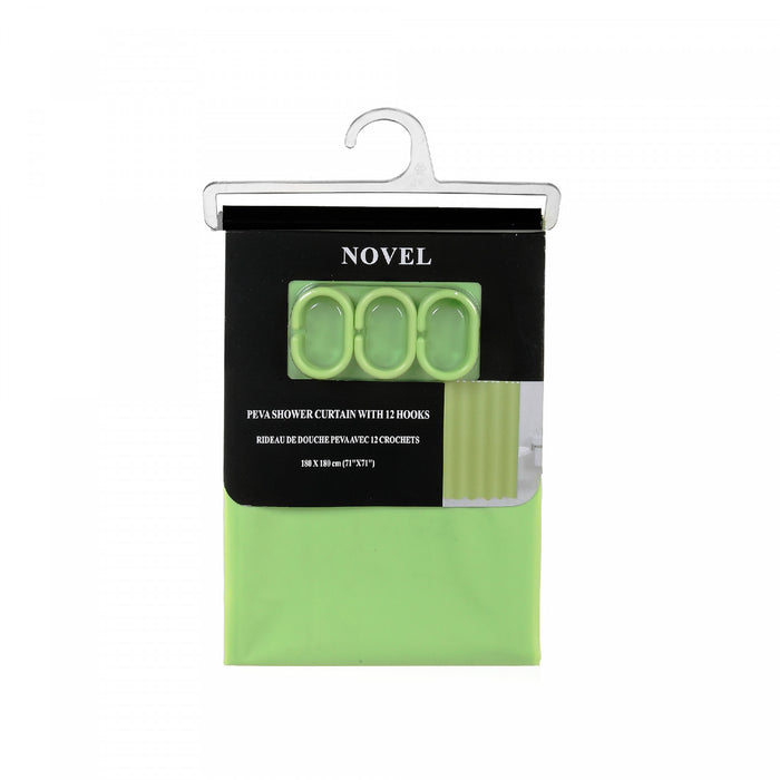 Peva Shower Curtain With 12 C Hooks 71x71 Green