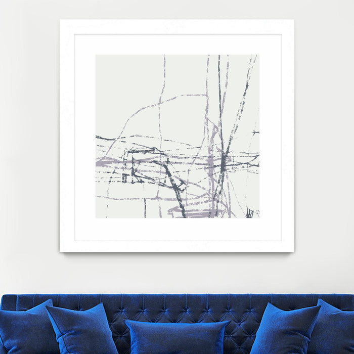 \"Chalk Doodles H\" Matted and Framed White 36x36 Wall Art