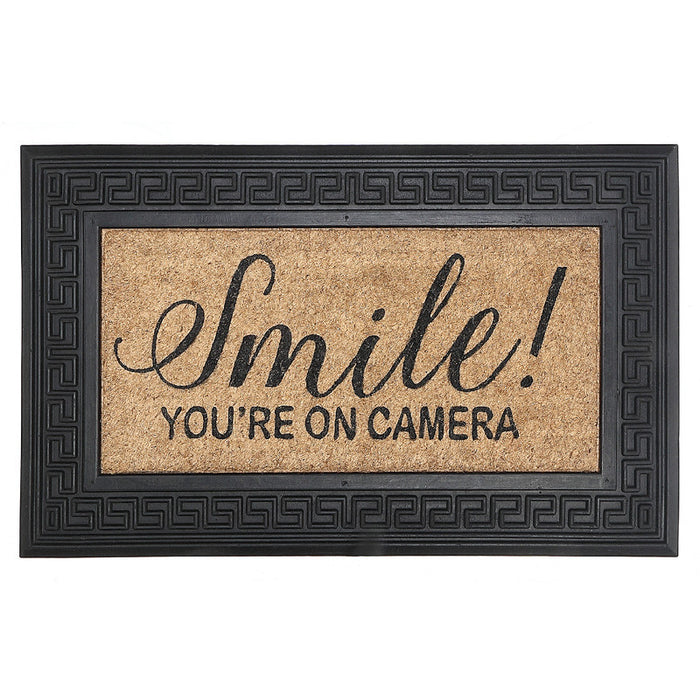 Rubber & Coir Smile You're on Camera Floormat