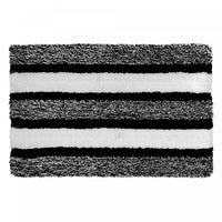 Microfibre Striped Bathmat Black 20 x 32