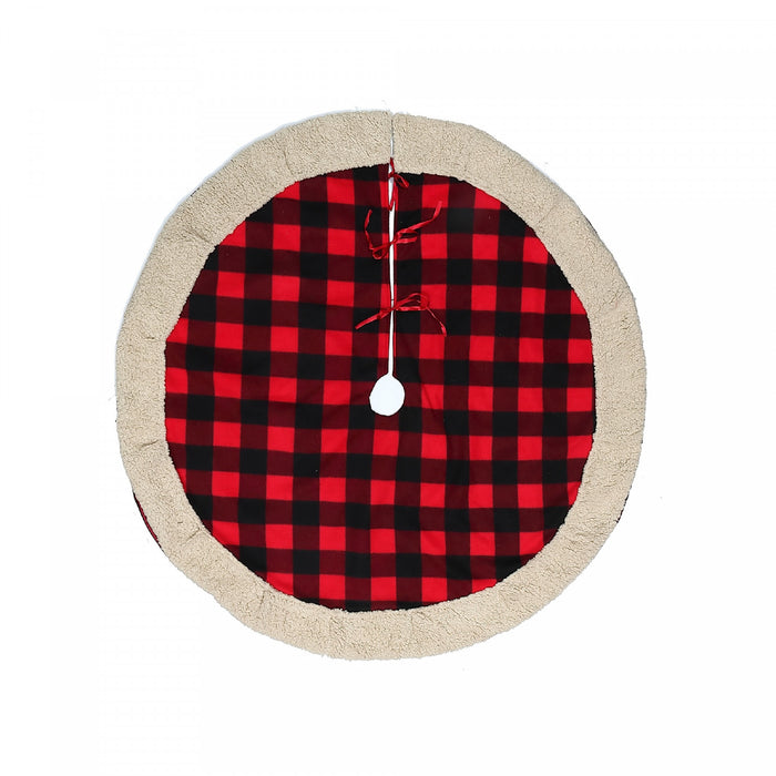Red Buffalo Tree Skirt with Sherpa Border