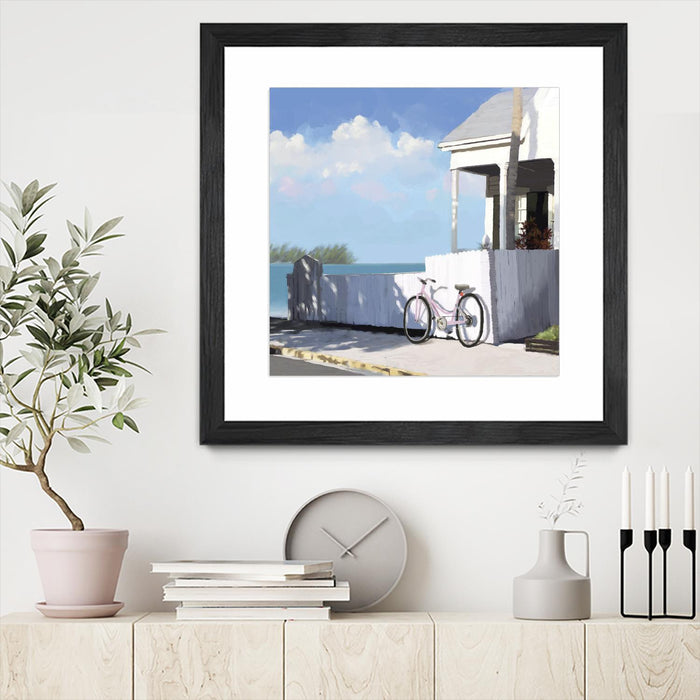 \"Key West Cabana Ii\" Matted and Framed Black 30x30 Wall Art