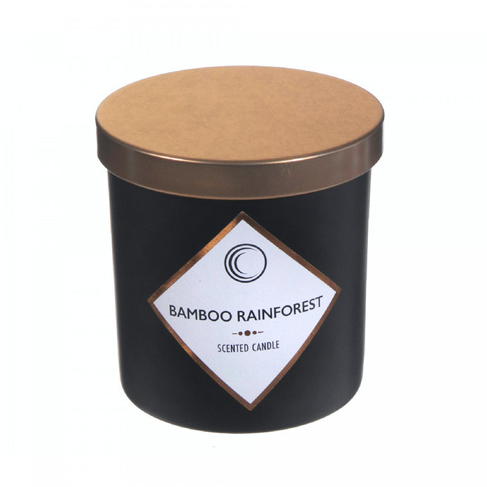 7oz Matte Black Scented Candle with Lid Bamboo Rainforest - Set of 2