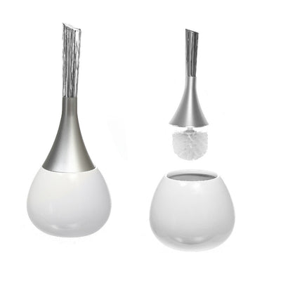 Dolomite Toilet Holder and Brush White Bath Accessories|Brosse de toilette et porte-brosse blancs Dolomite pour la salle de bain