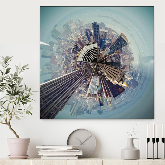 \"City Center I\" Canvas Framed Black 20x20 Wall Art