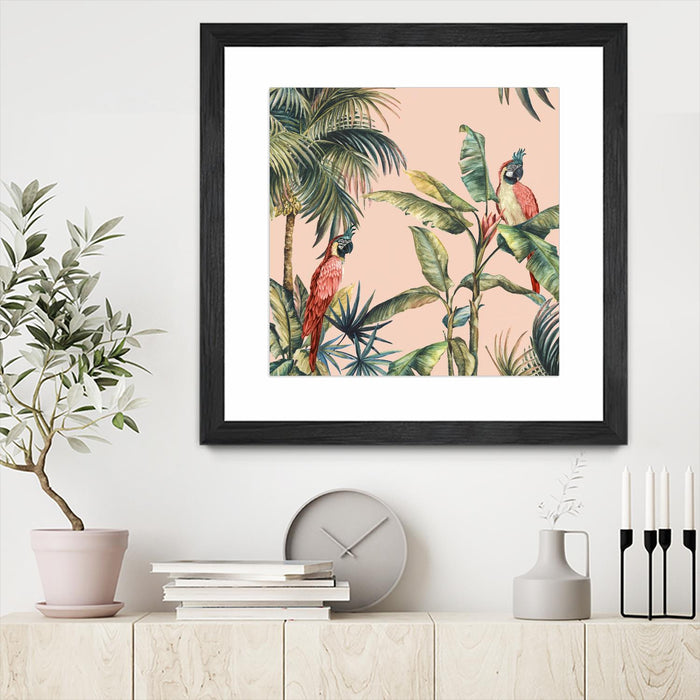 \"Tropicano Ii\" Matted and Framed Black 36x36 Wall Art