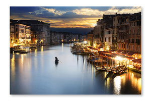Grand Canal At Night, Venice 24x36 Wall Art Frame And Fabric Panel