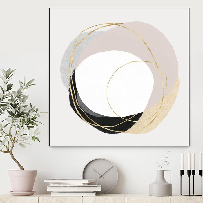 \"Ring Of Gold Ii\" Canvas Framed Black 20x20 Wall Art