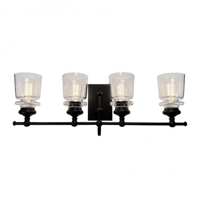 Castara 4-Light Black Bathroom Wall Light 