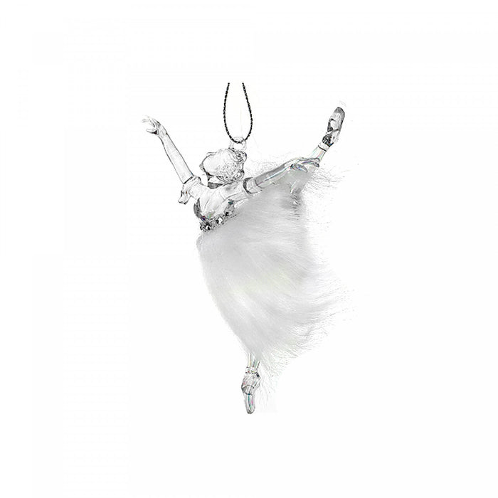 Ballerina With Fur Tutu Ornament - Set of 12 Christmas Ornaments