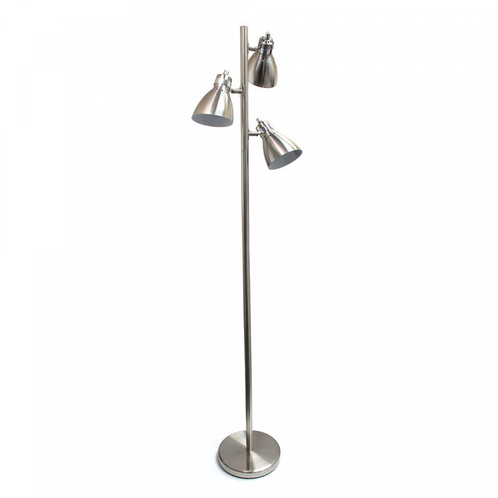 Simple Designs Metal  3-light Tree Floor Lamp, Brushed Nickel Finish