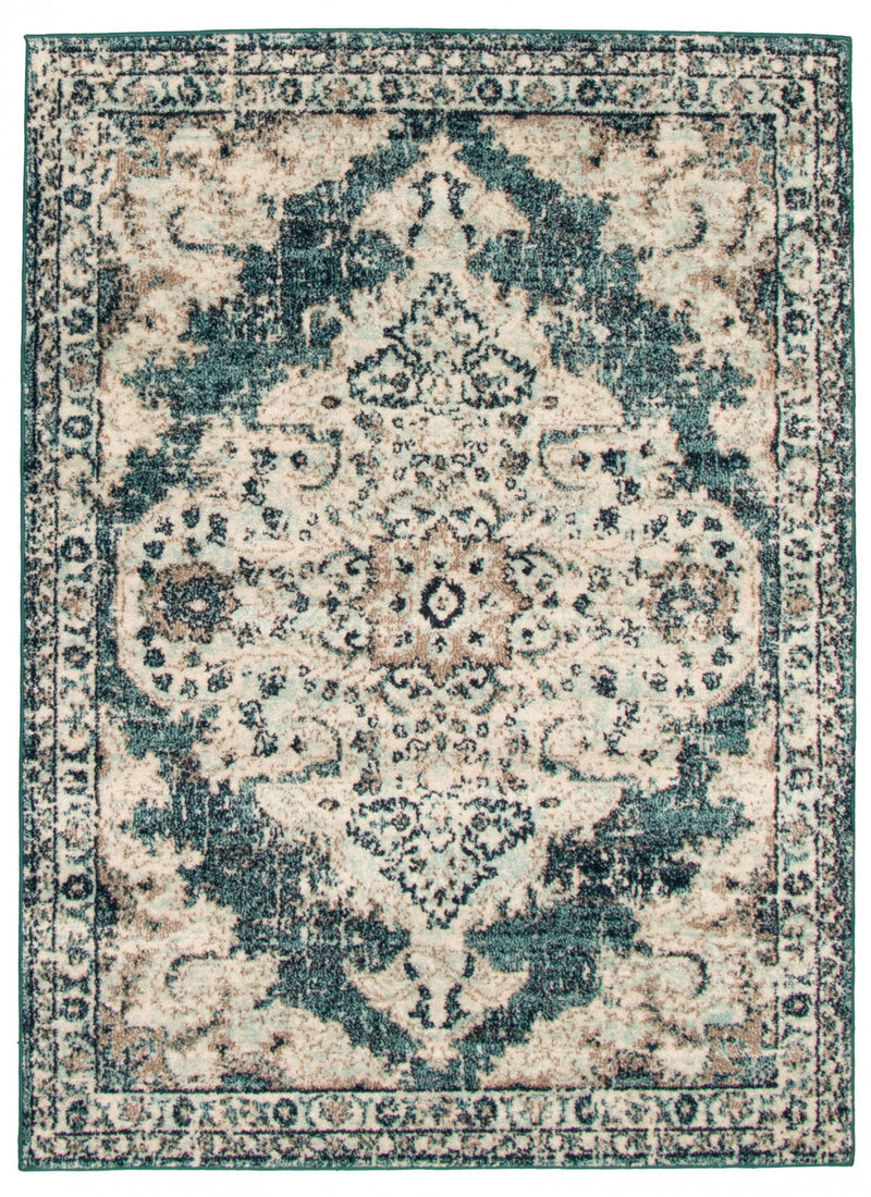 Raina Vintage Teal Area Rug - 3'11" x 6'0"