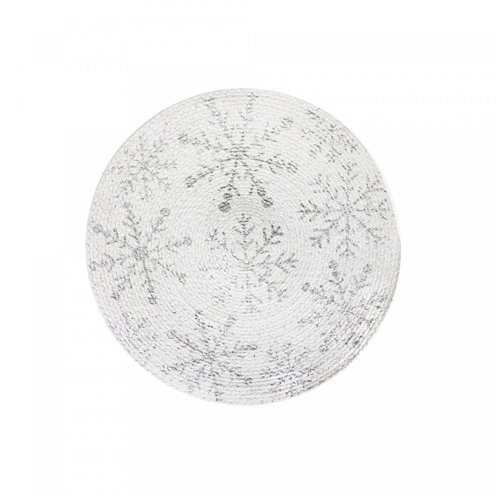 Foil Printed Snowflake Cotton Rope Placemat Silver - Set of 12