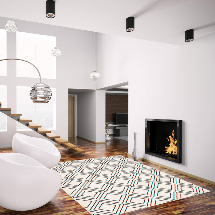 August Geod White-Navy 6'7\" x 9'6\" Area Rug