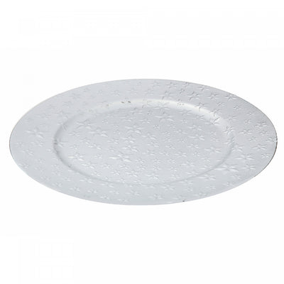 Charger Plate Stars Silver 13" - Set of 6 Dinnerware|Assiette de présentation de 13 po grise ornée d'étoiles - ensemble de 6