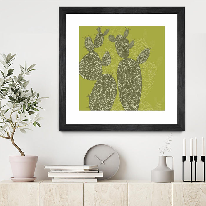\"Opuntia I\" Matted and Framed Black 36x36 Wall Art