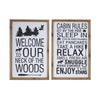 Framed Wood Wall Sign Cabin Rules/neck of The Wood - Set of 2 Wall Decor