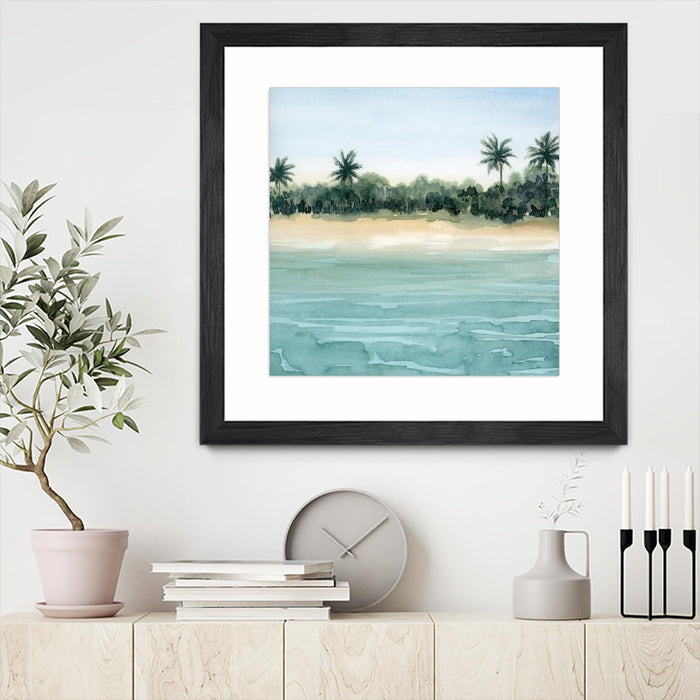 \"Paradis Ii\" Matted and Framed Black 30x30 Wall Art