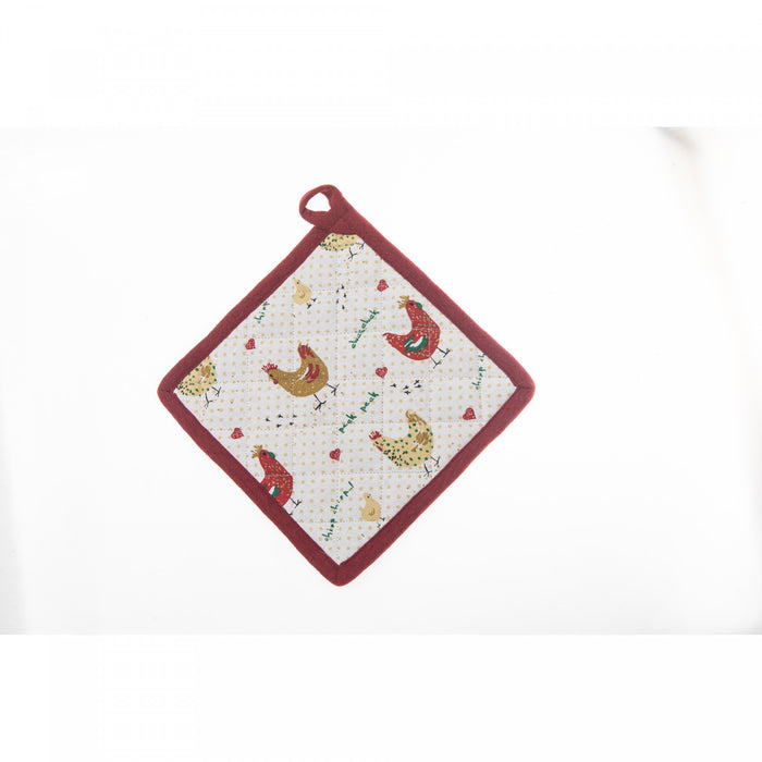 Cotton Potholder Farmhouse Chicken - Set of 6 Kitchen Linen