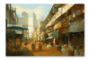 Colorful Street Market 24x36 Wall Art Frame And Fabric Panel