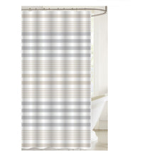 Printed Canvas Shower Curtain with Roller Hooks Striped