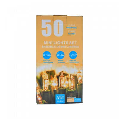 50 Lt Indoor/outdoor Mini Light Set Clear Bulbs - Set of 2 Christmas Lights|Jeu de 50 petites lumières pour l’intérieur et l’extérieur avec ampoules transparentes - ensemble de 2 jeux de lumières de Noël