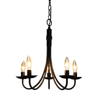 Wrought Iron 5-Light Black Chandelier 