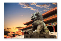 Bronze Lion In The Forbidden City 24x36 Wall Art Frame And Fabric Panel